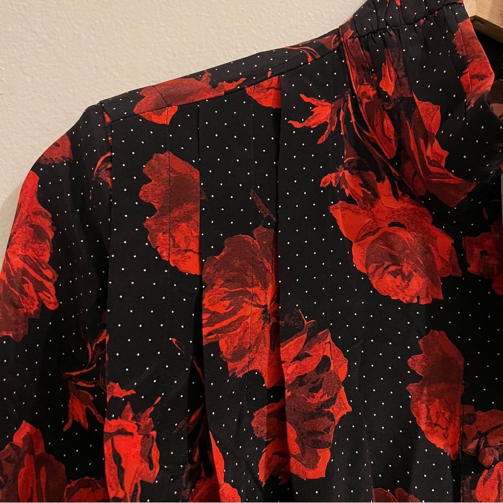 The Kooples Red and Black Floral Blouse - Picture 3 of 4
